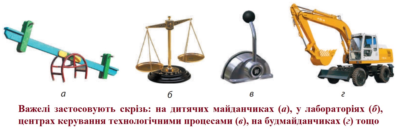 Гойдалка, терези, важіль, екскаватор